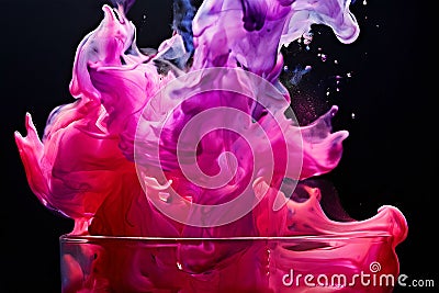 ink in water colored ink diffusing through water creating soft Stock Photo