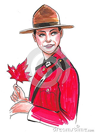 Canadian police Cartoon Illustration