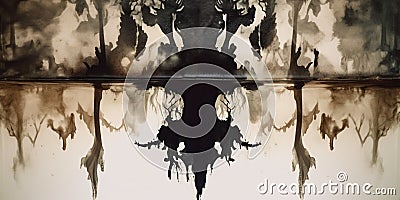 inkblot test image, set against mysterious, interpretive background, use of projective techniques in psychological Stock Photo