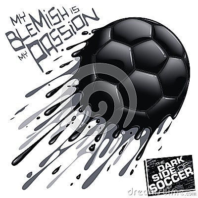 Inked dark soccer ball Vector Illustration