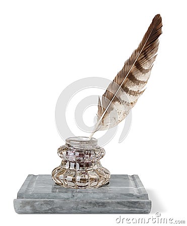 Inkstand and quill Stock Photo