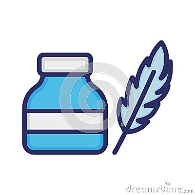 inkwell, ink, feather, write fully editable vector icon Vector Illustration