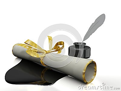 Inkwell and pen. Stock Photo