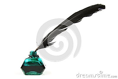 Inkwell and quill Stock Photo