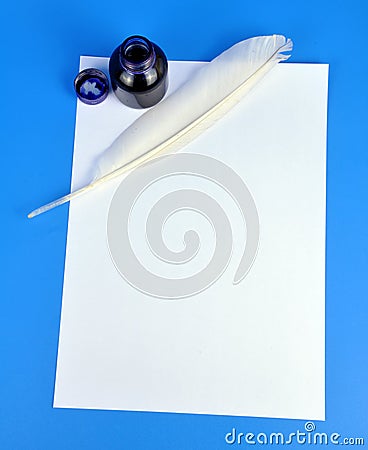 Inkwell and quill Stock Photo