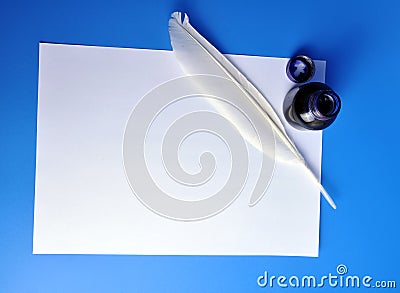 Inkwell and quill Stock Photo