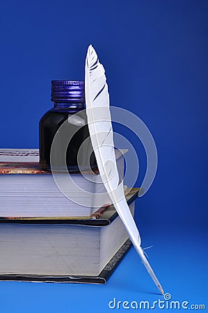 Inkwell and quill Stock Photo