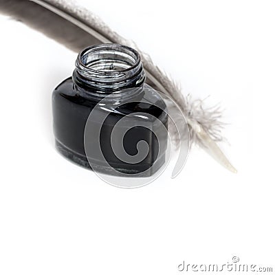 Inkwell and quill Stock Photo