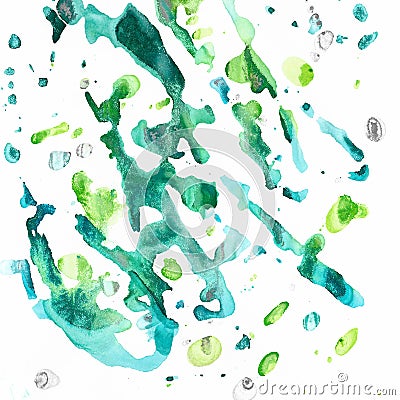 Green Inky Watercolor Texture Pattern Stock Photo