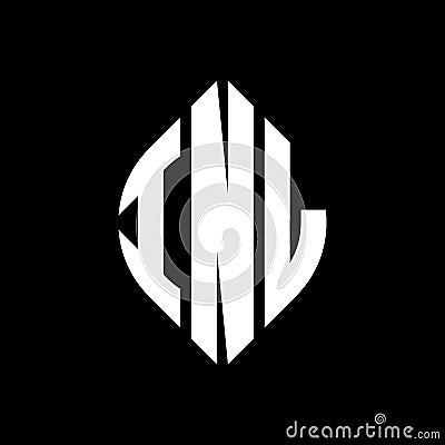 INL circle letter logo design with circle and ellipse shape. INL ellipse letters with typographic style. The three initials form a Vector Illustration