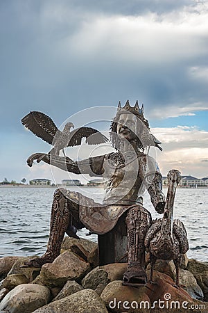 Sculpture of sea god NjÃ¶rd in Heiligenhafen Editorial Stock Photo