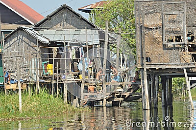 Inle Lake people live Floating house Editorial Stock Photo