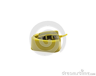 Inline flat feeder with swivel and quick release mound for carp fishing bait holder tool isolated on white Stock Photo