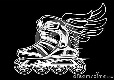 Inline Roller Skate with Wing Vector Illustration