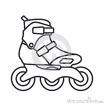 Inline Roller Skates icon isolated on white background. Outline vector illustration Vector Illustration