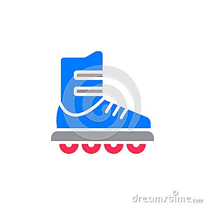 Inline skate icon vector, roller solid flat sign, colorful pictogram isolated on white Vector Illustration