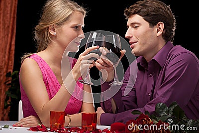 Inlove people drinking wine Stock Photo