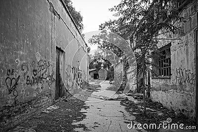 Inner city ghetto street view Stock Photo