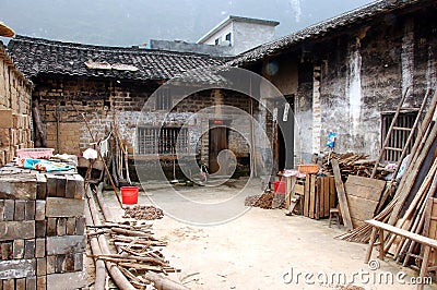 Inner court yard of a house in China Stock Photo