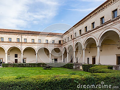 Inner courtyard of the cloister of the abbey of Carceri Stock Photo