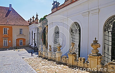 The inner courtyard of the Mikulov castle Stock Photo