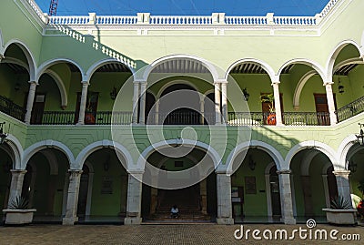 Inner courtyard of `Palacio de Gobierno`, the government Palace in Merida, Mexico Stock Photo