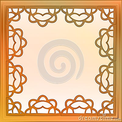 Inner decorated baroque bronze square frame vector Vector Illustration