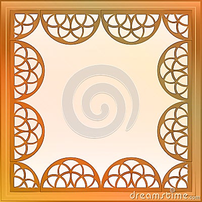 Inner decorated vector baroque bronze square frame Vector Illustration