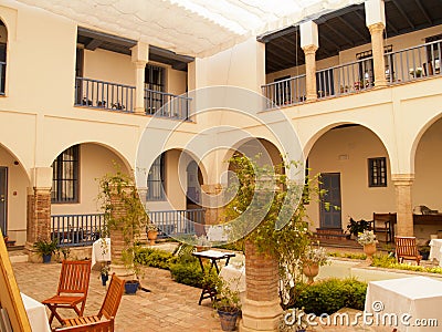 Inner garden (patio) of historic house in Cordoba Stock Photo