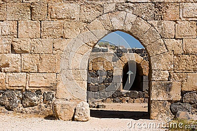 Inner gate of of Belvoir fortress Stock Photo