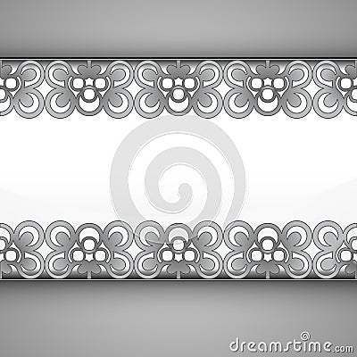 Inner lace decorated baroque silver frame Cartoon Illustration
