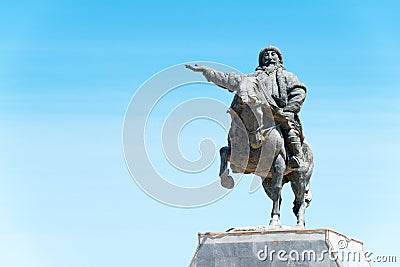 Kublai Khan Statue at Kublai Square in Zhenglan Banner, Xilin Gol, Inner Mongolia, China. Stock Photo