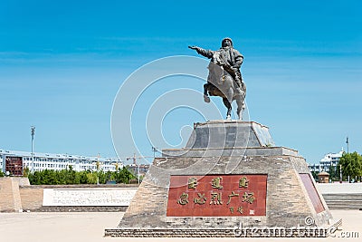 Kublai Khan Statue at Kublai Square in Zhenglan Banner, Xilin Gol, Inner Mongolia, China. Editorial Stock Photo