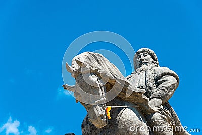 Kublai Khan Statue at Kublai Square in Zhenglan Banner, Xilin Gol, Inner Mongolia, China. Stock Photo