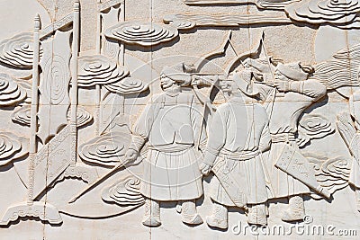 Relief at Kublai Square in Zhenglan Banner, Xilin Gol, Inner Mongolia, China. Stock Photo