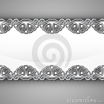 Inner silver steel lace decorated frame vector Vector Illustration