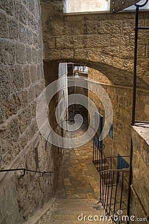 Inner territory of Saint Sabba Monastery near Jerusalem Stock Photo