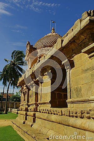 An inner view in the ancient Brihadisvara Temple in the gangaikonda cholapuram, india. Stock Photo