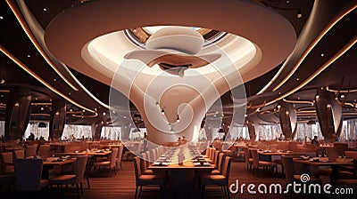 inner view of restaurant in the shape of a cowboy hat architecture Stock Photo