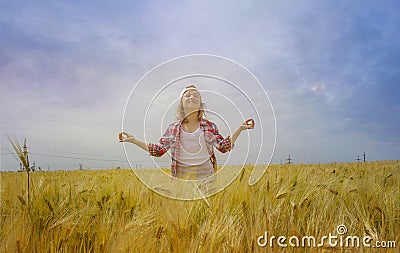 Inner world of the child . Meditation as way of life . Stock Photo