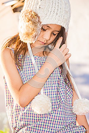 Innocent girl, you are lonely Stock Photo