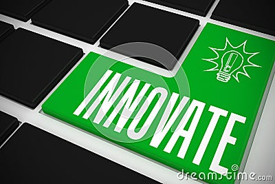Innovate on black keyboard with green key Stock Photo