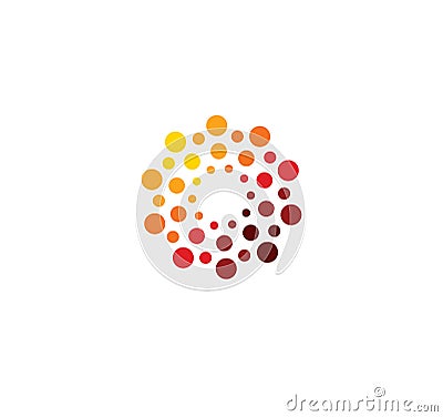 Innovation abstract unusual isolated vector round logo template from circles on white background. Red color shape Vector Illustration