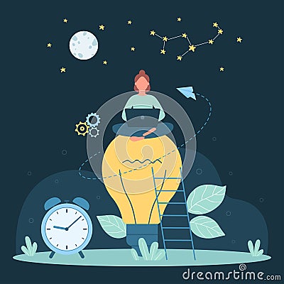 Innovation, business idea creation dark concept Vector Illustration