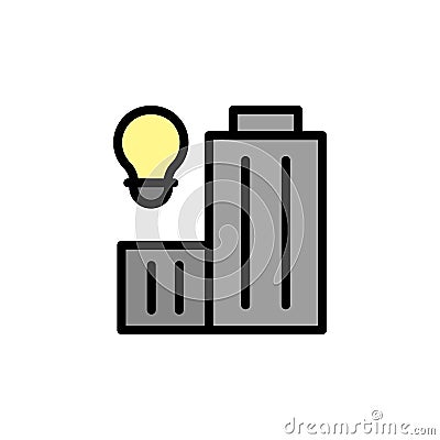 Innovation center, building, bulb icon. Simple color with outline vector elements of innovations icons for ui and ux, website or Stock Photo