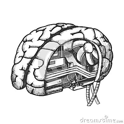 Innovation Computer Chip Brain Monochrome Vector Vector Illustration