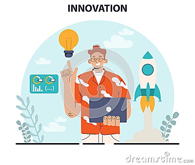 Innovation concept. Idea of creative business solution. Modern Cartoon Illustration