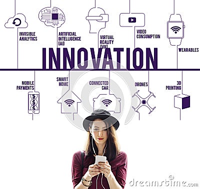 Innovation Connected Drones Technology Concept Stock Photo