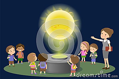 Innovation education elementary school museum astronomy center. Vector Illustration