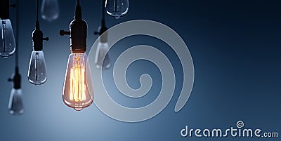 Innovation And Leadership Concept - Glowing Bulb Stock Photo